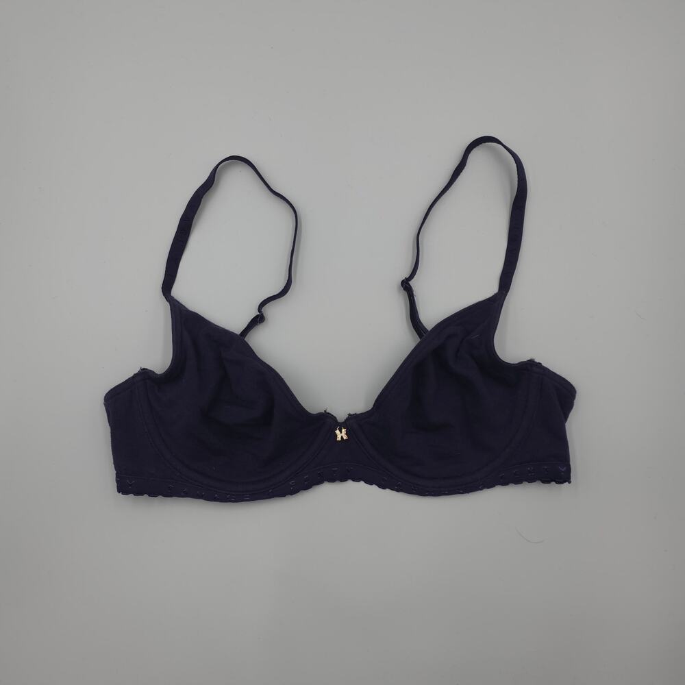 Savage X Cotton Jersey Unlined Bra in Navy Size 34B